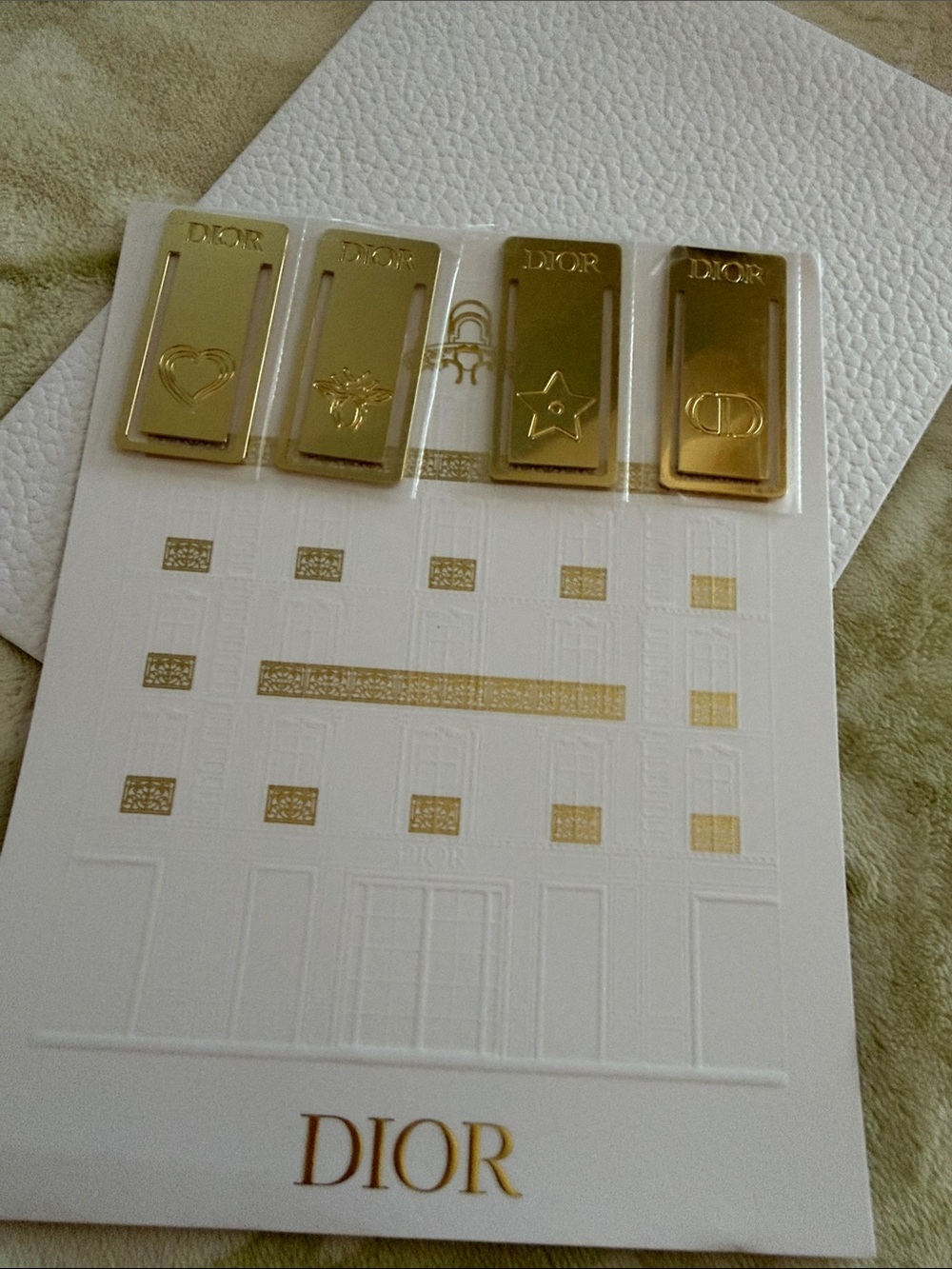 Dior Gold-Tone Decorative Bookmarks set of 4 with Cardboard Envelope GWP - Picture 2 of 6